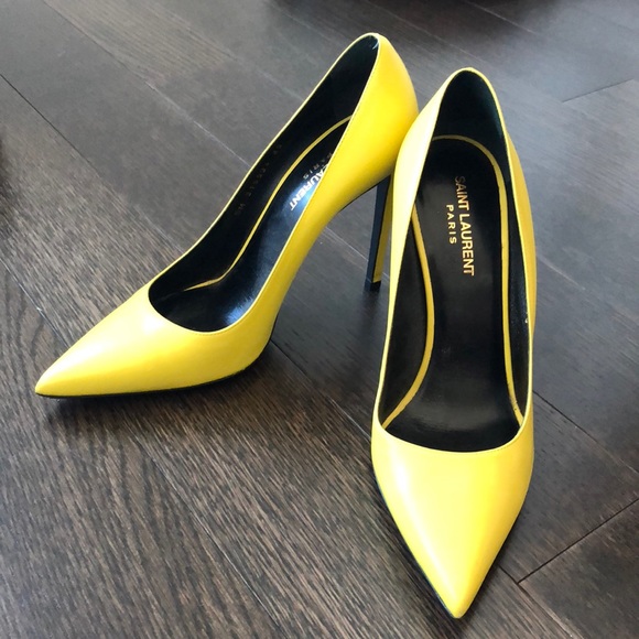 Saint Laurent Shoes - Saint Laurent Yellow Seta Calf Heels